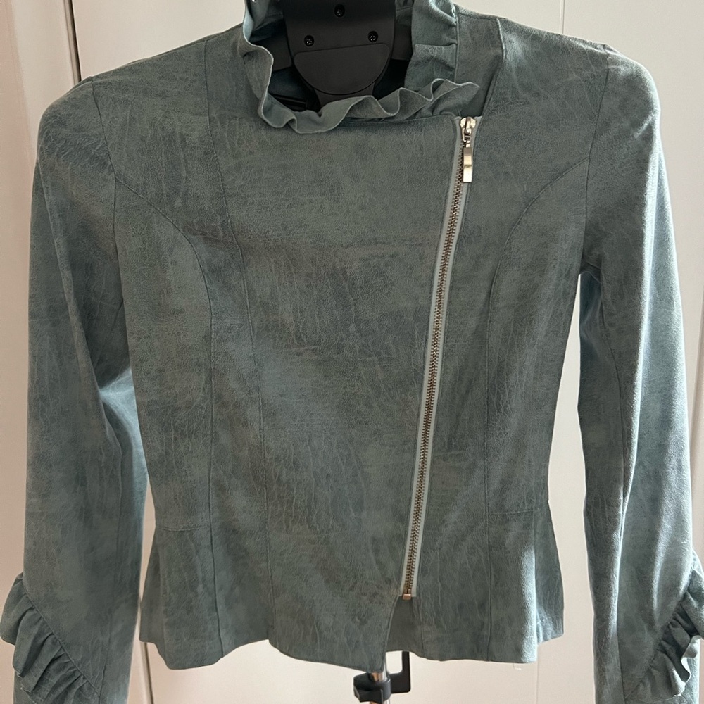 Elegant Teal Women's Leather Jacket